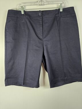 Talbots Dark Navy Women’s Bermuda Shorts Partial Elastic Waist Size 18